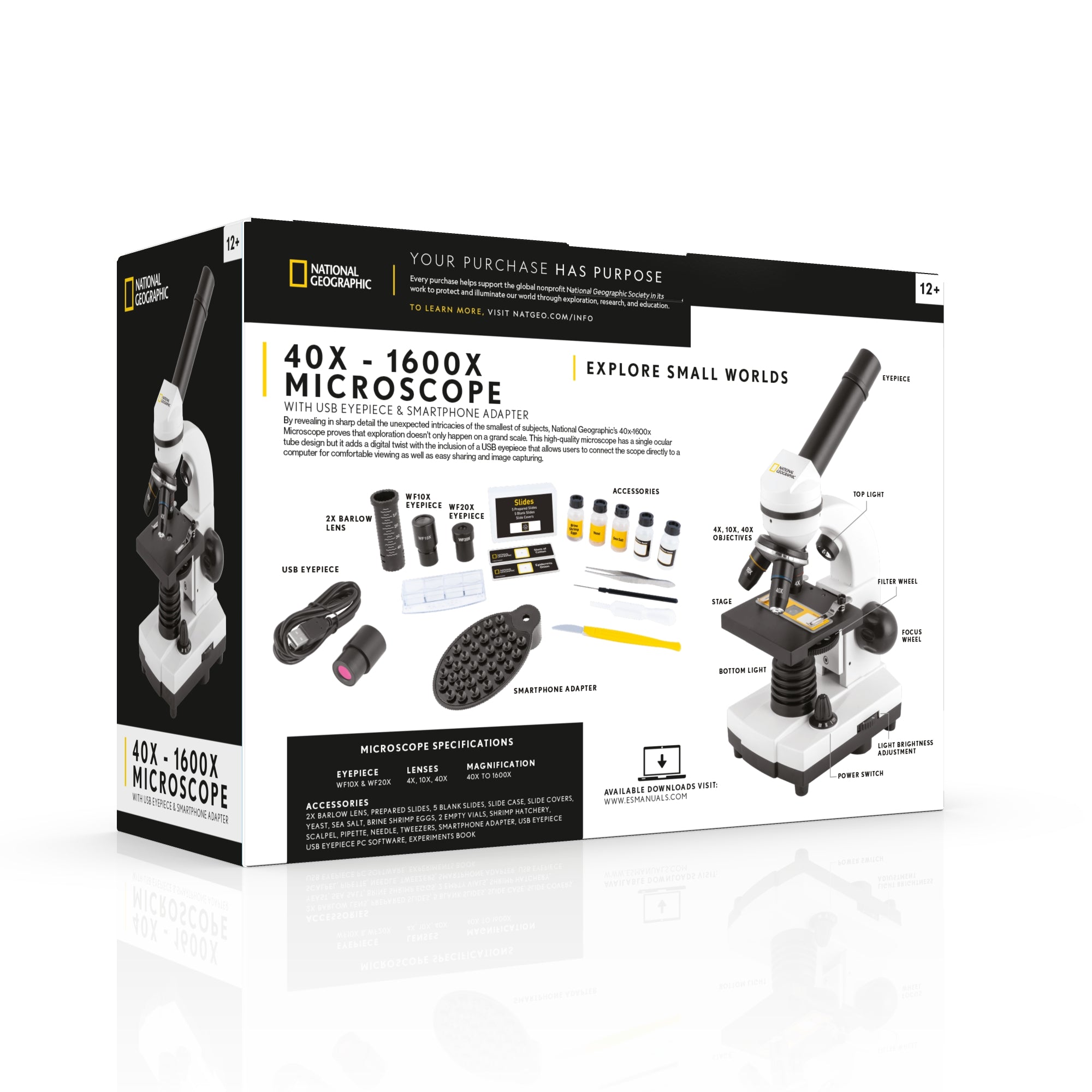 国家地理40x-1600x带有USB目镜的显微镜