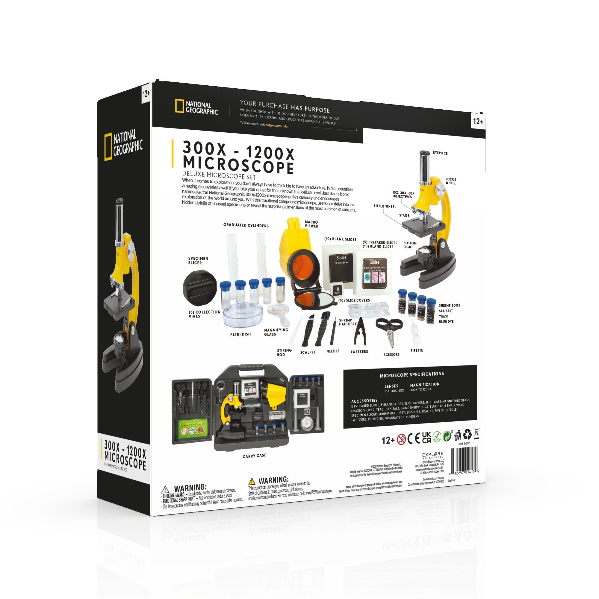 Microscopio National Geographic 300x-1200x con custodia rigida