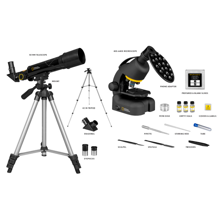 National Geographic 50mm Telescope and 640x Microscope Set